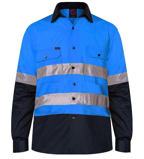 Ritemate 2 Tone Open Front Long Sleeve 3M Tape Shirt - 3 Colours
