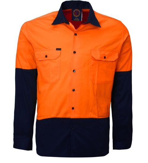 Ritemate Open Front 2 Tone Long Sleeve Shirt - 2 Colours