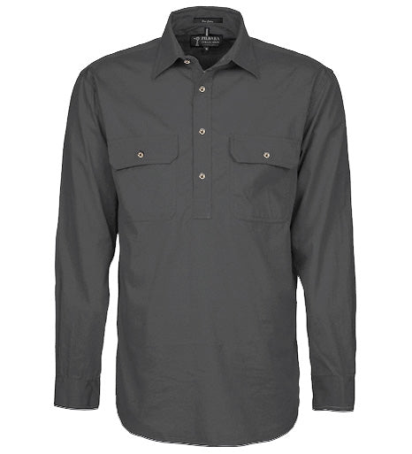 Ritemate Men's Closed Front Long Sleeve Shirt - Charcoal