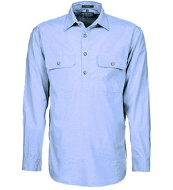 Ritemate Men's Closed Front Long Sleeve Shirt - Pale Blue