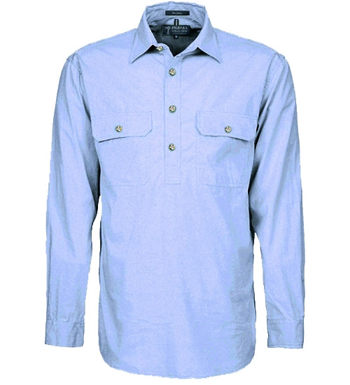 Ritemate Men's Closed Front Long Sleeve Shirt - Pale Blue