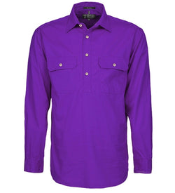 Ritemate Mens Closed Front Long Sleeve Shirt - Purple