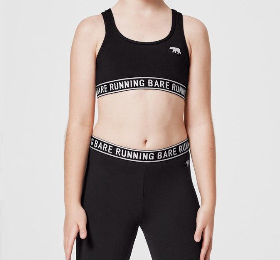Running Bare Girls (Kids) Workout Sports Bra - Black