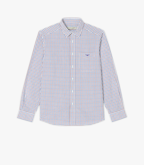 R.M. Williams Mens Collins Shirt - Navy/Burgundy/White