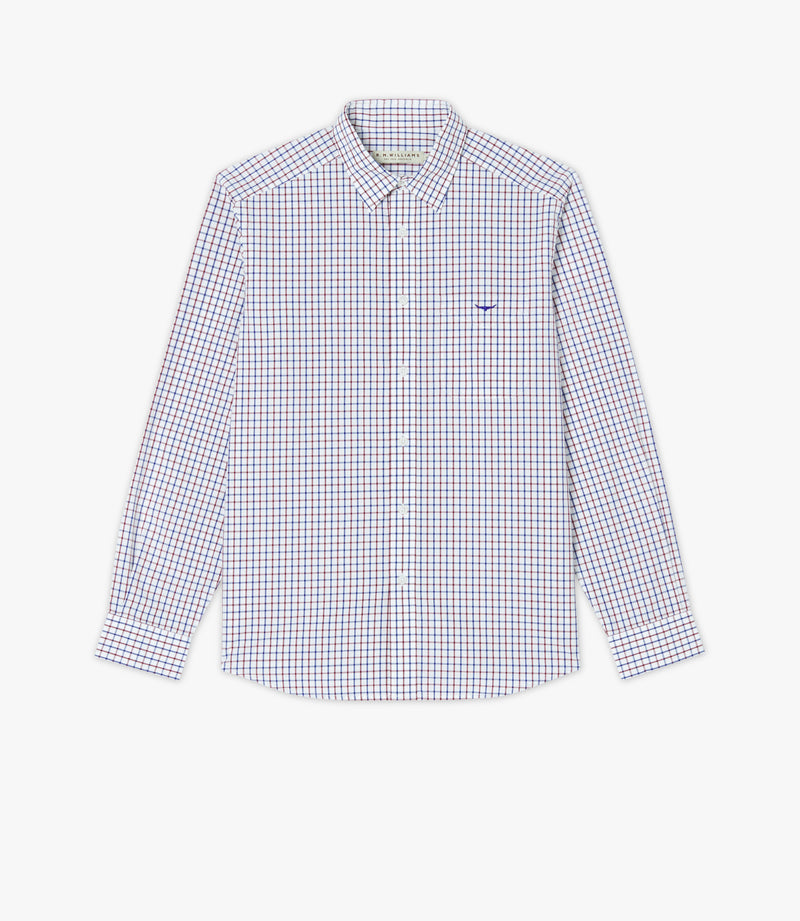 R.M. Williams Mens Collins Shirt - Navy/Burgundy/White