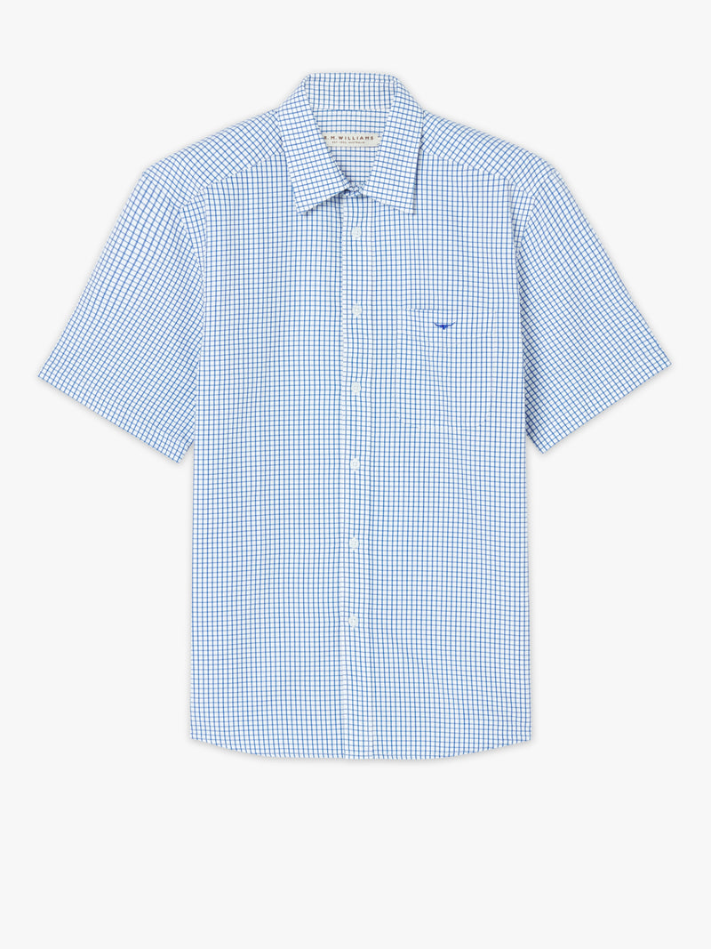 R.M. Williams Hervey Short Sleeve Shirt - White/Blue