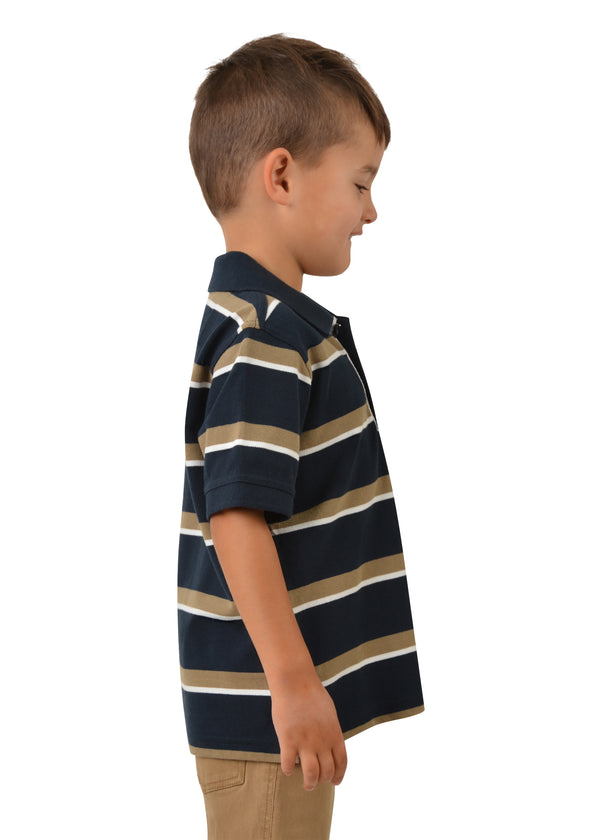 Thomas Cook Boys (Kids) Huet Short Sleeve Polo - Navy/Tan