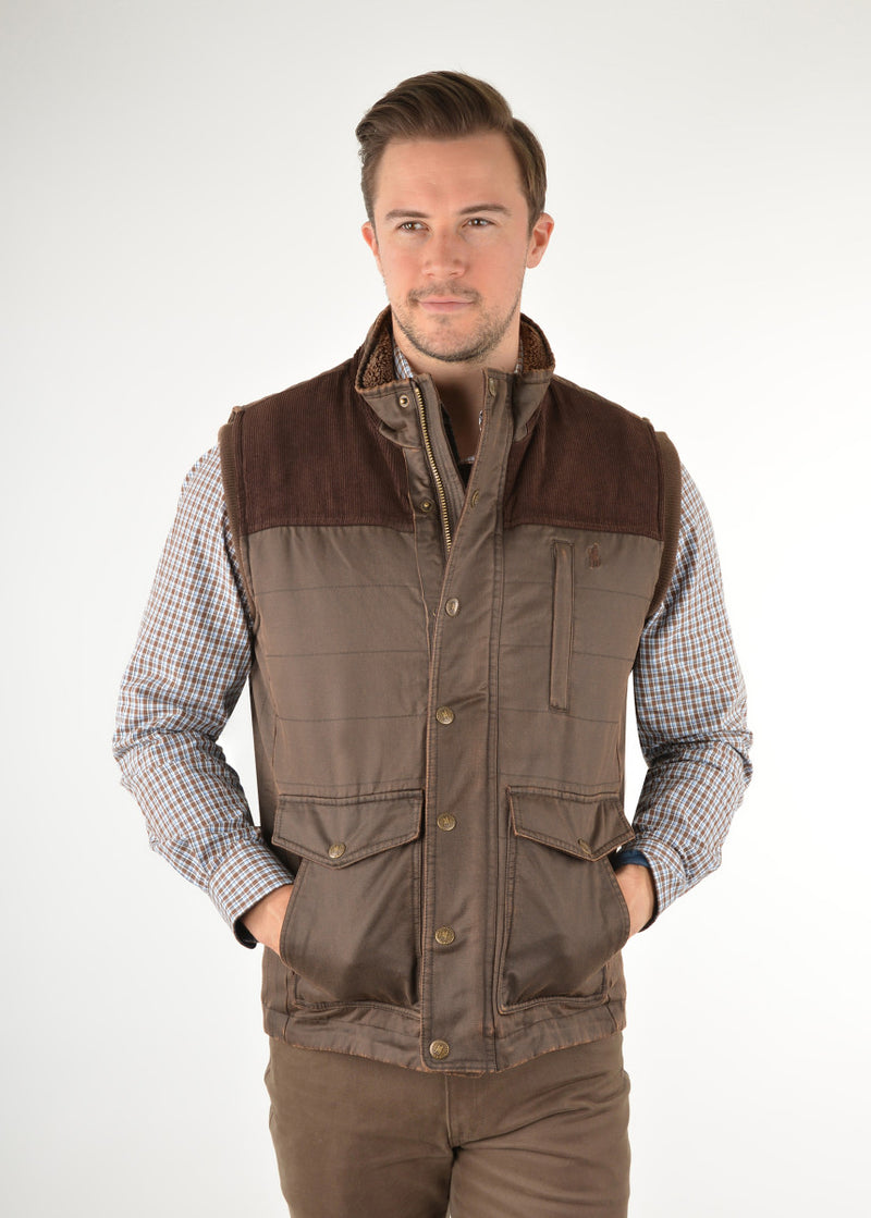 Thomas Cook Bradman Faux Oilskin Vest - Rustic Mulch