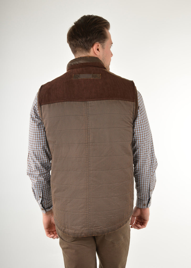 Thomas Cook Bradman Faux Oilskin Vest - Rustic Mulch