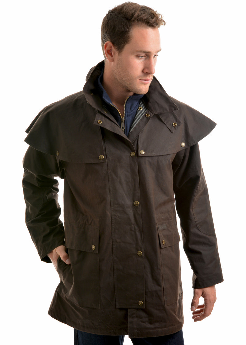 Thomas Cook Men's High Country Professional Oilskin Short Coat - Brown