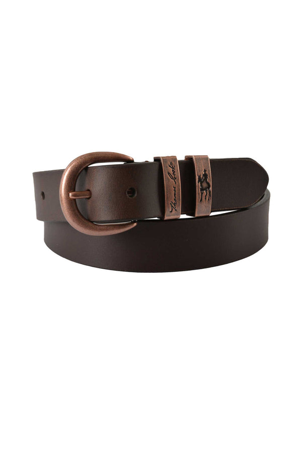 Thomas Cook Narrow Copper Twin Keeper Belt - Chocolate