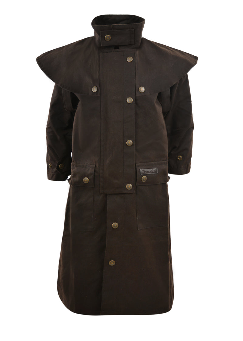 Thomas Cook Kid's High Country Oilskin Long Coat - Rustic Mulch