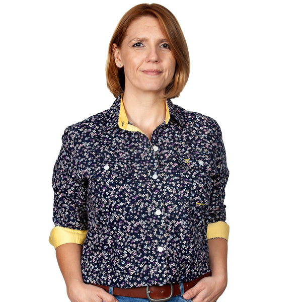 Just Country Women's Abbey Full Button Shirt - Navy/Star Flowers