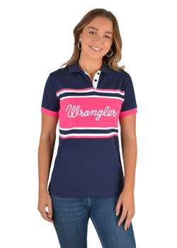 Wrangler Women's Vanessa Polo - Navy/Pink