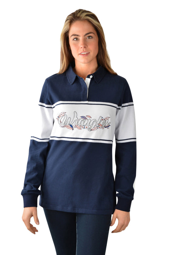 Wrangler Women's Feather Rugby - Navy/White