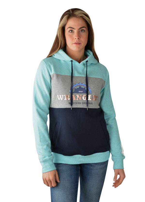 Wrangler Women's Patty Pullover Hoodie - Mint Marle/Multi