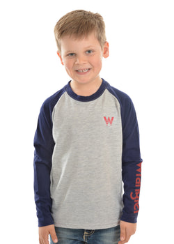 Wrangler Boys (Kids) Sleeve Logo Raglan Long Sleeve Tee - 2 Colours