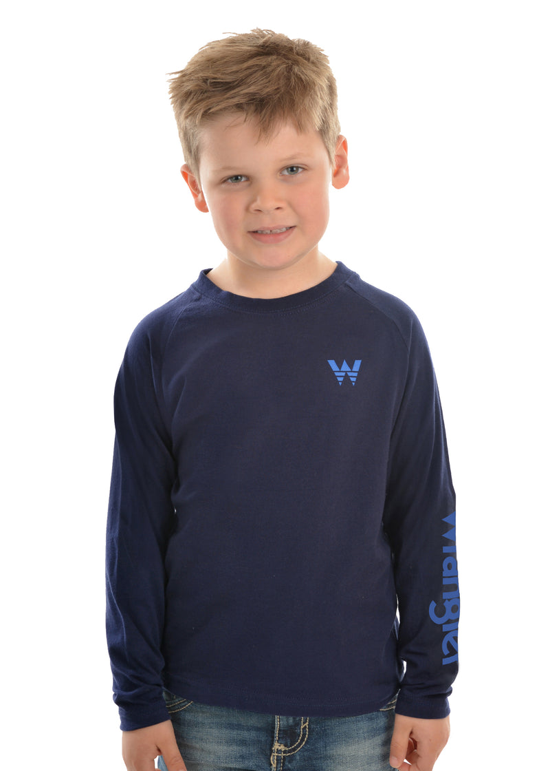 Wrangler Boys (Kids) Sleeve Logo Raglan Long Sleeve Tee - 2 Colours