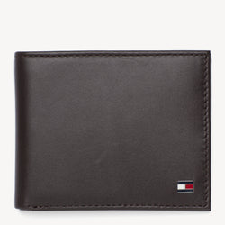 Tommy Hilfiger Eton Small Embossed Bifold Wallet - Brown Leather