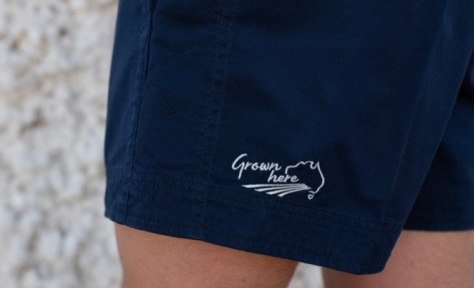 Crowbar Andy Men's 'Grown Here' Drill Shorts - French Navy