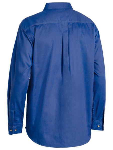 Bisley Closed Front Cotton Drill Shirt - Long Sleeve - Royal
