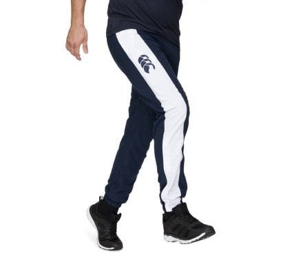Canterbury Mens Taper Leg Striped Cuff Trackpant - Navy and Black