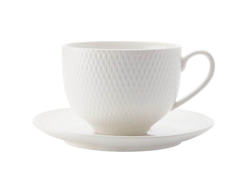 Maxwell & Williams White Basics Diamonds Tea Cup & Saucer 220ML
