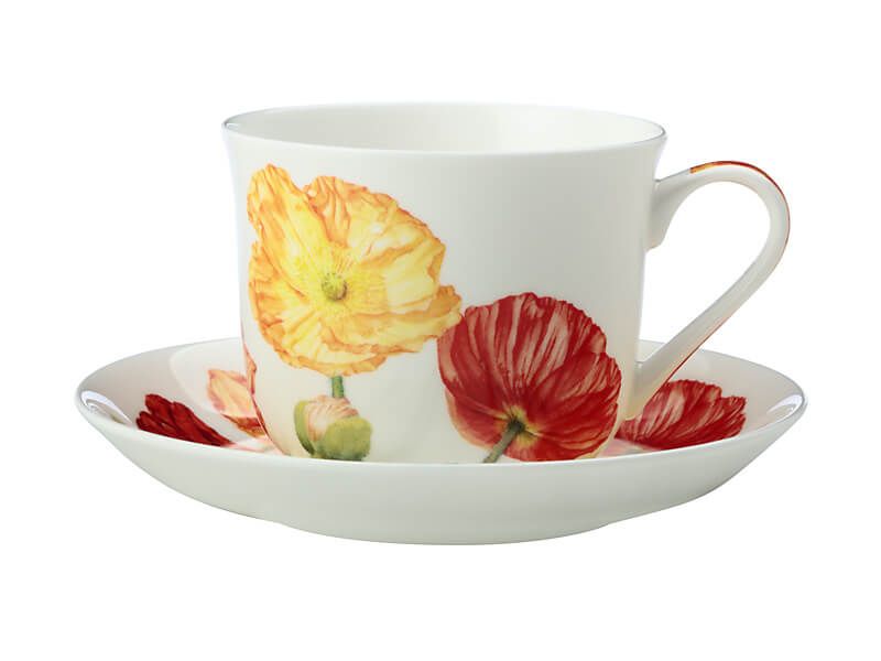 Maxwell & Williams Katherine Castle Floriade Breakfast Cup & Saucer 480ML Poppies Gift Boxed