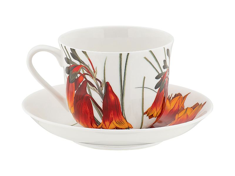 Maxwell & Williams Royal Botanic Gardens Australian Botanics Breakfast Cup & Saucer 450ML Christmas Bells Gift Boxed