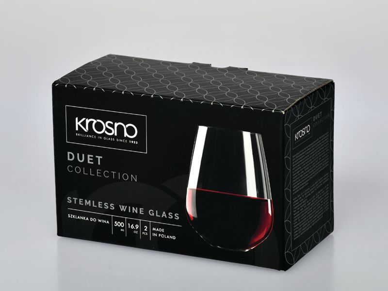 Krosno Duet Stemless Wine Glass 500ml - 2 Pack