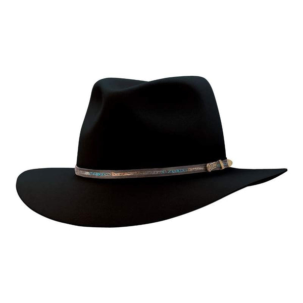 A hat designed for casual wear but also suitable for formal occasions. The Black Akubra Leisure Time Hat features a bonded leather band with feather insert and satin lining. Make the most of reduced prices on all of our Akubras online, and receive free shipping if you spend over $200.