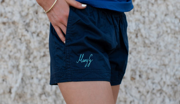 Mary G Ladies Australian Cotton 'Grown Here' Old School Plain Shorts - French Navy