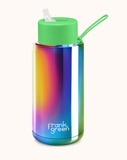 Frank Green Chrome Ceramic Reusable Bottle with straw lid 34oz / 1L
