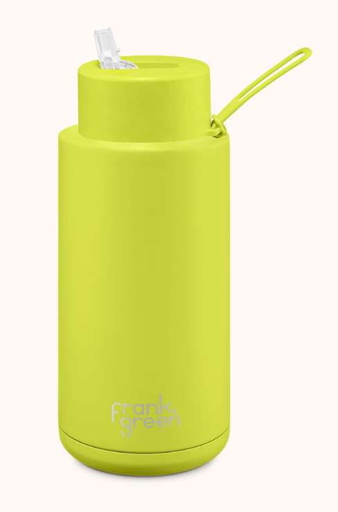 Frank Green Ceramic Reusable Bottle with straw lid 34oz / 1L