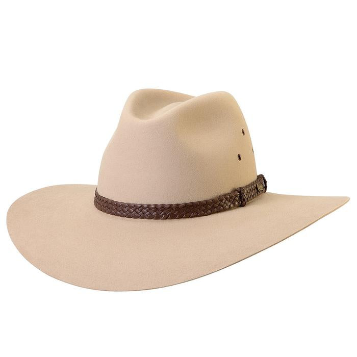 The Sand Akubra Riverina Hat features a quality six plait leather band and triangular shaped eyelet ventilation. This hat has proved to be very popular since its introduction in 2011. Make the most of reduced prices on all of our Akubras online, and receive free shipping if you spend over $200.