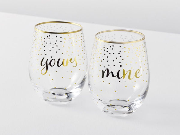 Maxwell & Williams Celebrations Stemless Glass 500ML Set of 2 Mine Yours Gift Boxed