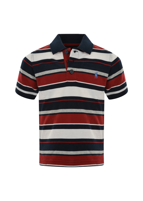 Thomas Cook Boys (Kids) Argyle 1-Pocket Short Sleeve Polo - Red/Navy