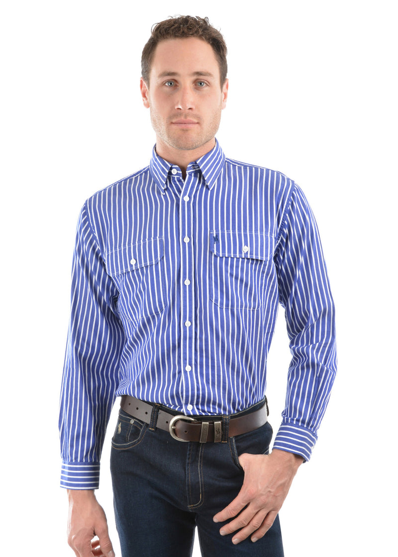 Thomas Cook Men's Winton Stripe 2 Pockets Long Sleeve Shirt - 2 Colours