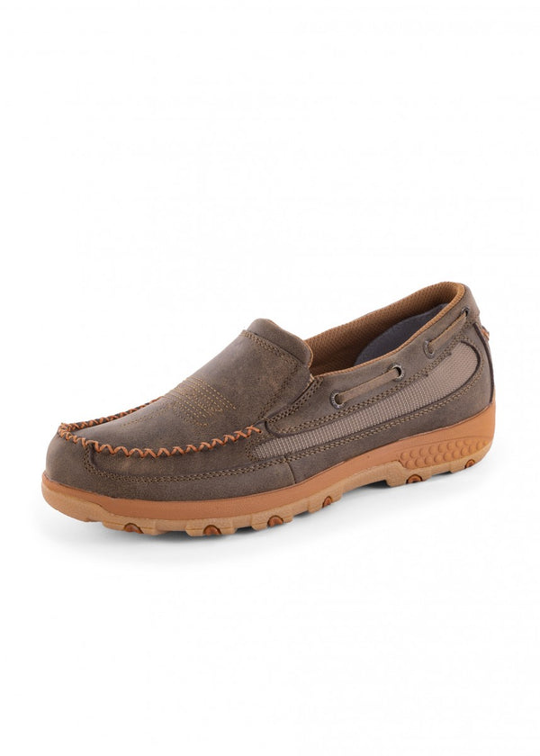 Twisted X Men's Driving Moc Loafers – Genuine Full-Grain Leather, Slip-Resistant Rubber Sole, Removable Footbed, Bomber Red