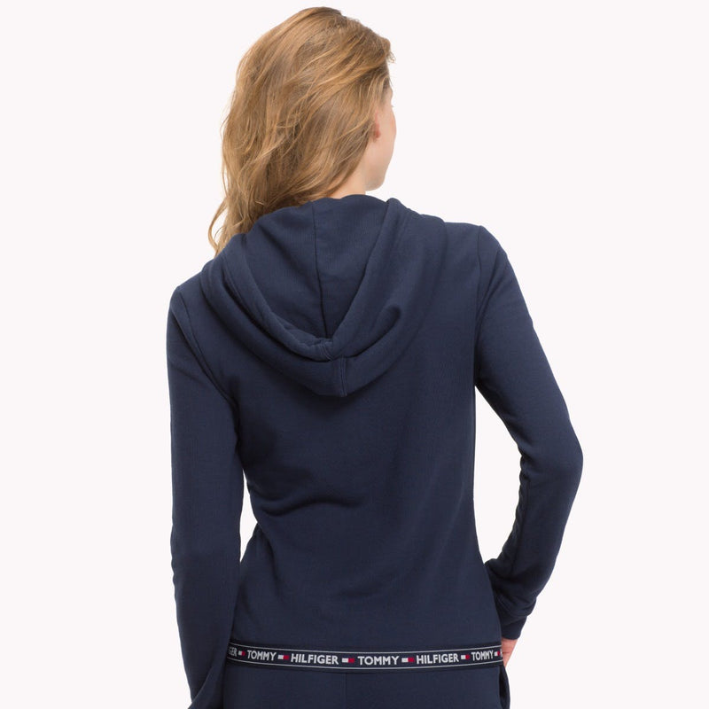 Tommy Hilfiger Womens Cotton Terry Lounge Hoody - Navy and Grey
